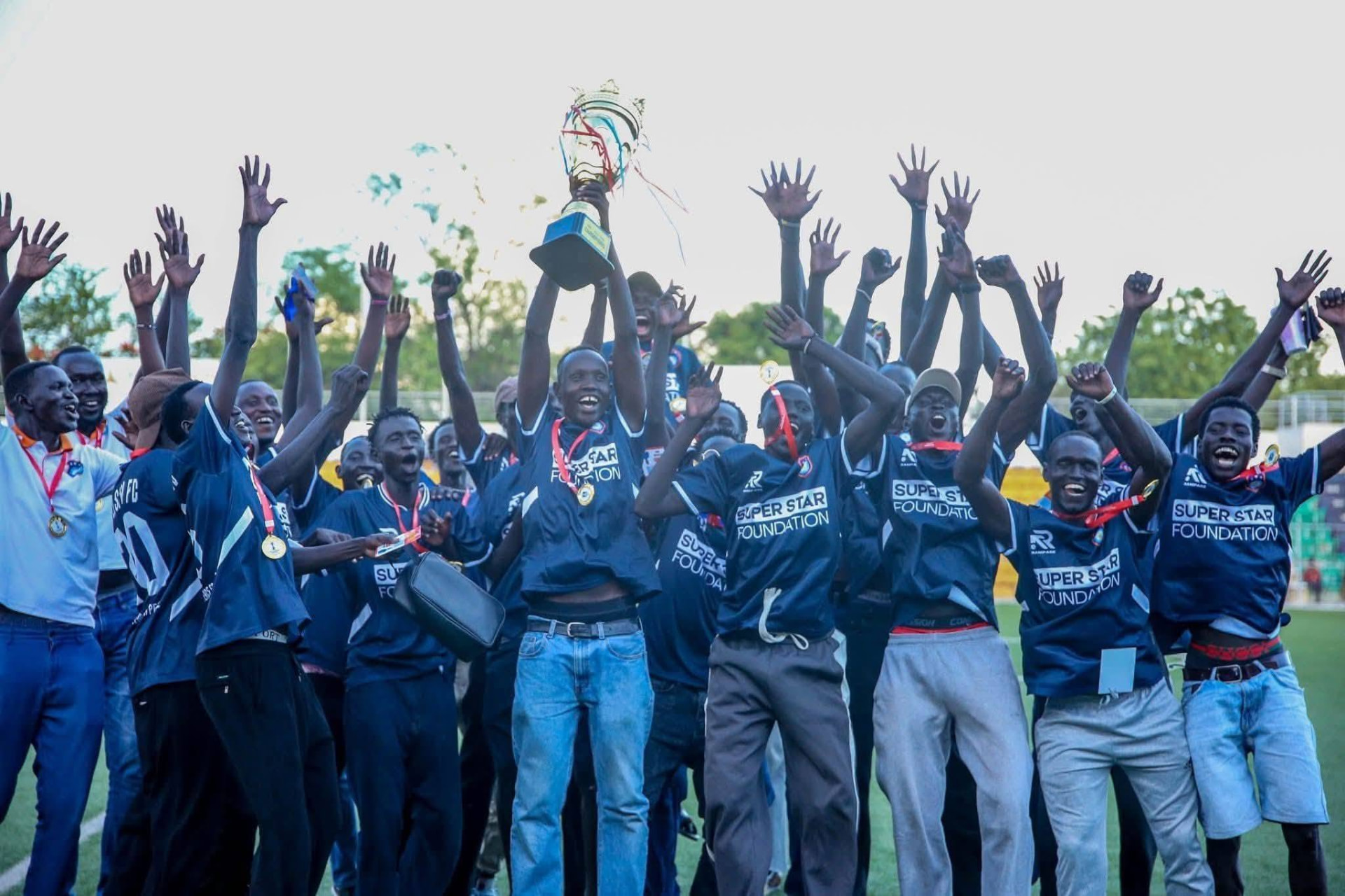 Celebrating with the fans